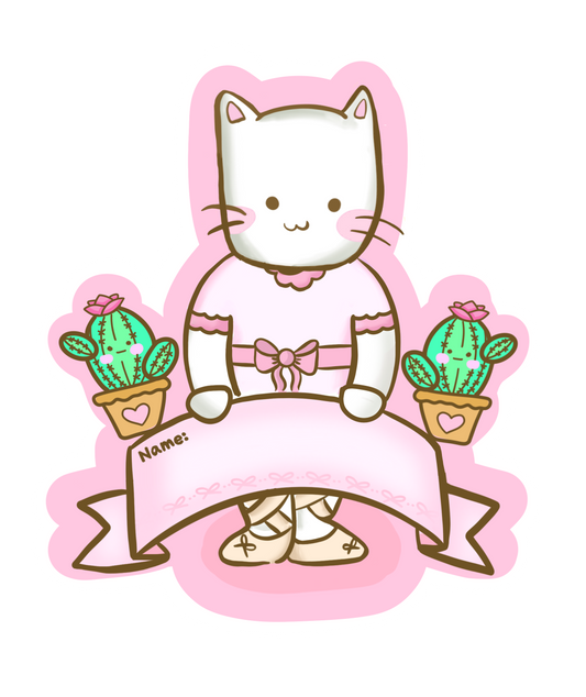 ミャオミャオ バレリーナ ネームタグ ステッカー 【ダンスショップ 卸売 5枚パック】送料無料