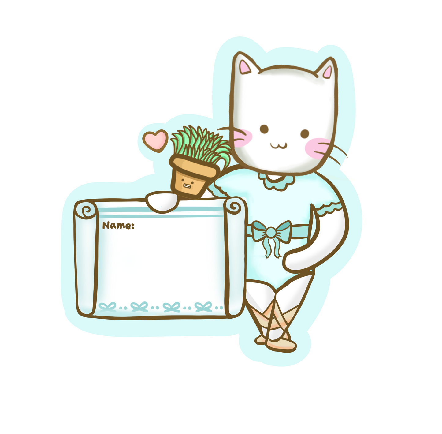 Meow Meow Ballerina Name Tag Sticker [Dance Shop-Whole Sale- 5 Packs] FREE SHIPPING