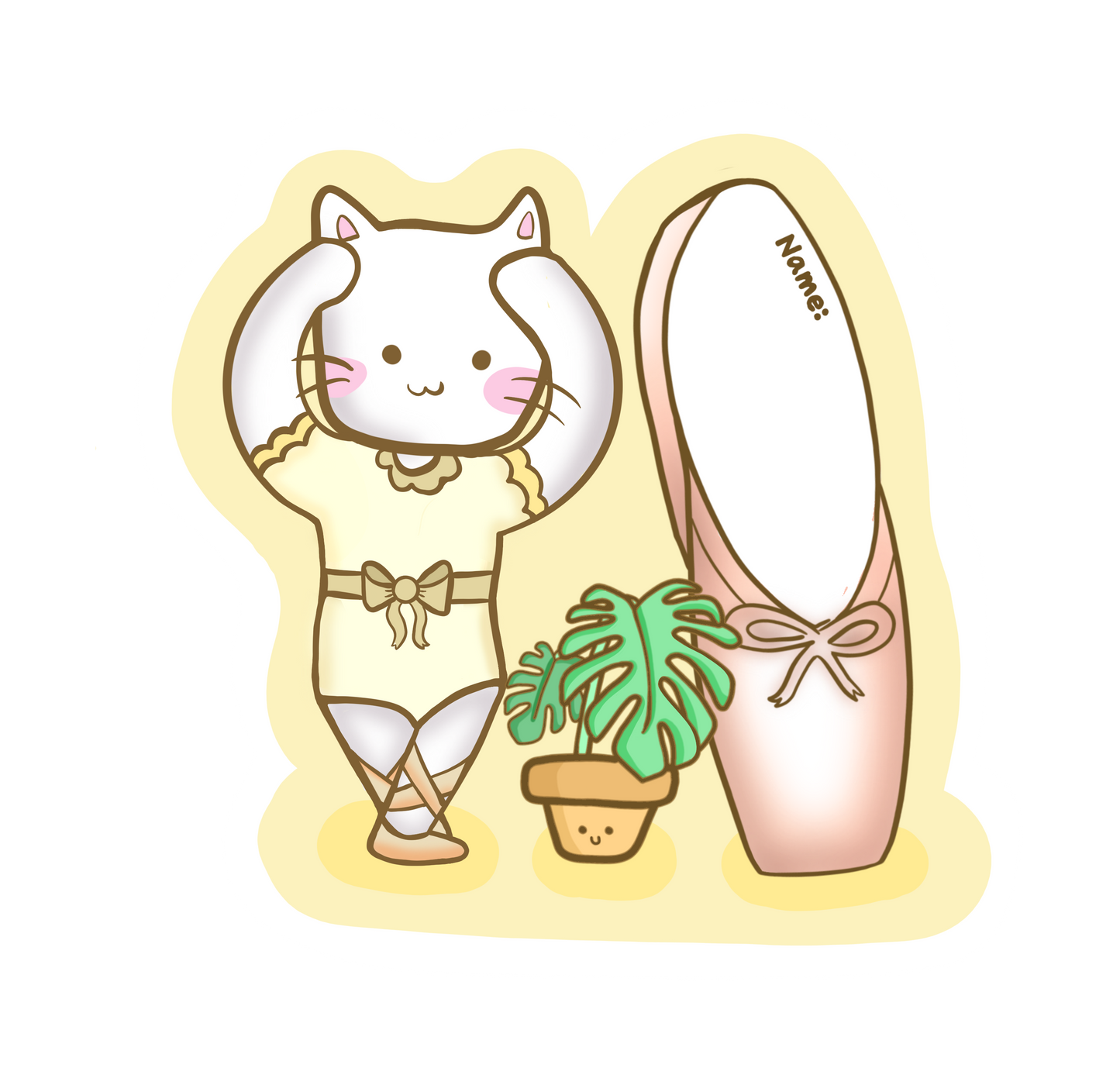 Meow Meow Ballerina Name Tag Sticker [Dance Shop-Whole Sale- 5 Packs] FREE SHIPPING