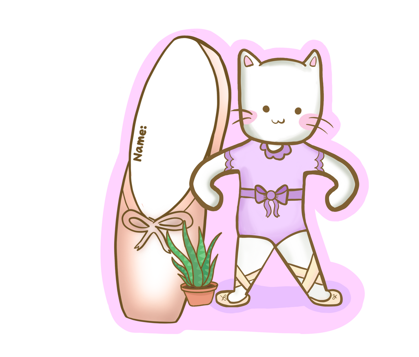 Meow Meow Ballerina Name Tag Sticker [Dance Shop-Whole Sale- 5 Packs] FREE SHIPPING