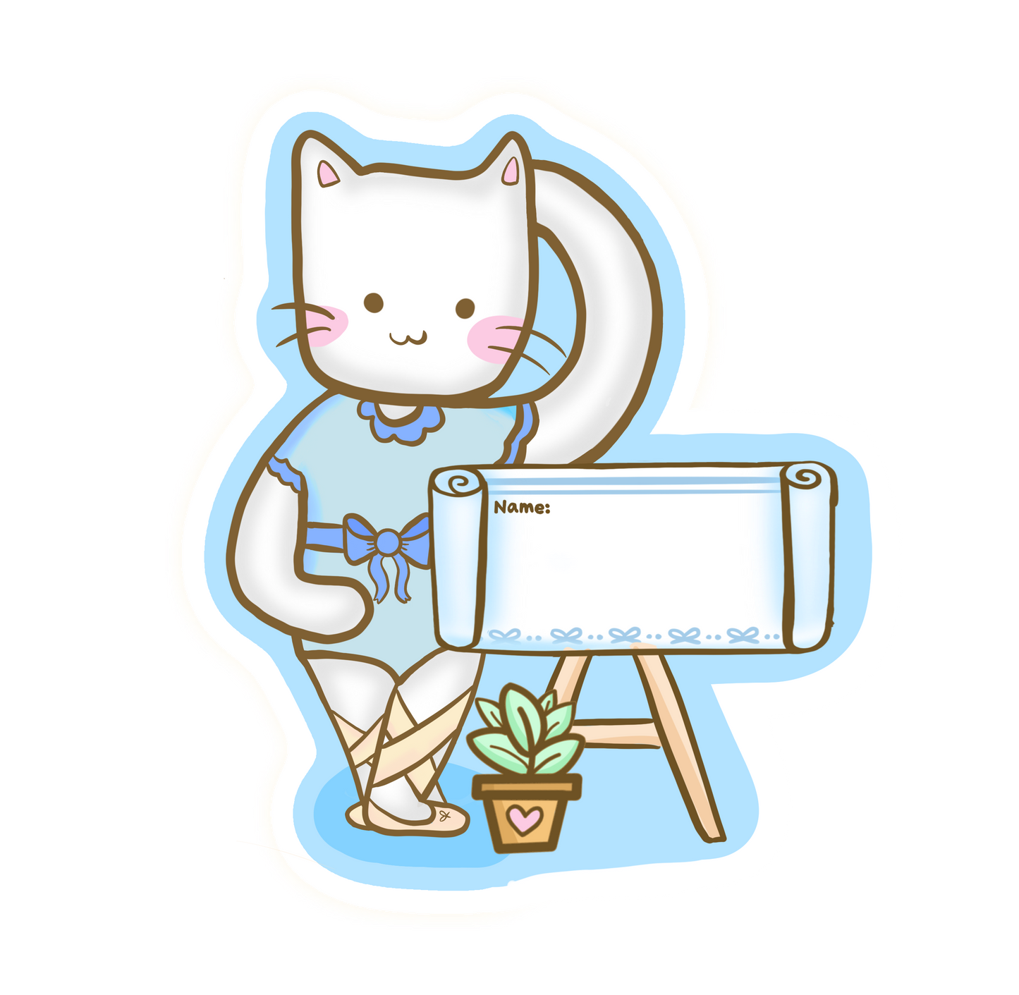 Meow Meow Ballerina Name Tag Sticker [Dance Shop-Whole Sale- 5 Packs] FREE SHIPPING
