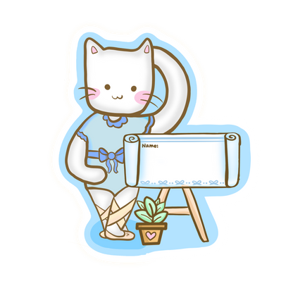 Meow Meow Ballerina Name Tag Sticker [Dance Shop-Whole Sale- 5 Packs] FREE SHIPPING